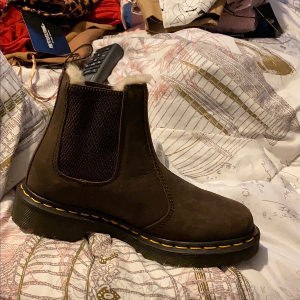 Dr. Martens brown and fur lined NEW NEVER WORN